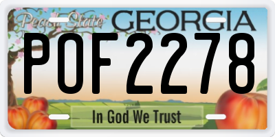GA license plate POF2278