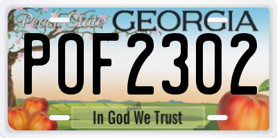 GA license plate POF2302