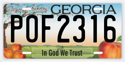 GA license plate POF2316