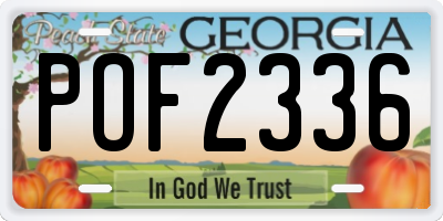 GA license plate POF2336
