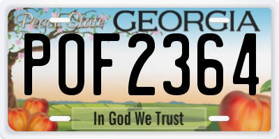 GA license plate POF2364