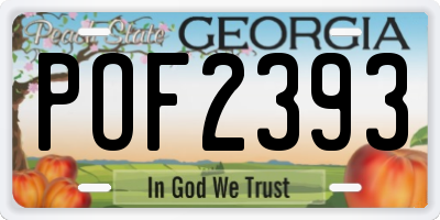 GA license plate POF2393