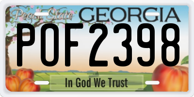 GA license plate POF2398