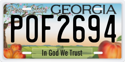 GA license plate POF2694