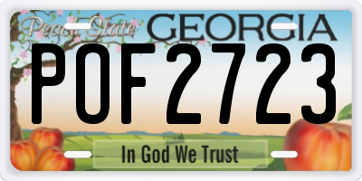 GA license plate POF2723