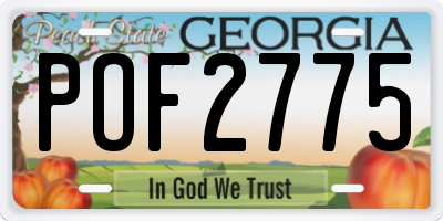 GA license plate POF2775