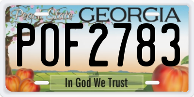 GA license plate POF2783