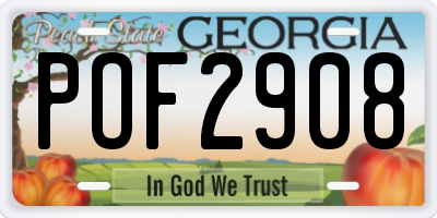 GA license plate POF2908