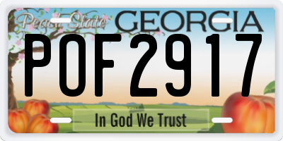 GA license plate POF2917