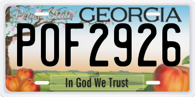 GA license plate POF2926
