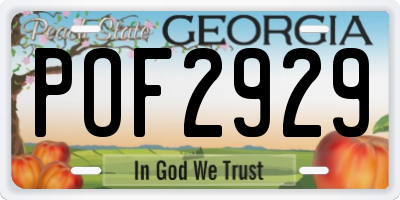 GA license plate POF2929