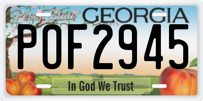 GA license plate POF2945