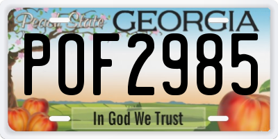 GA license plate POF2985