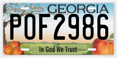 GA license plate POF2986