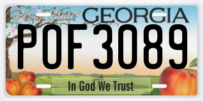 GA license plate POF3089