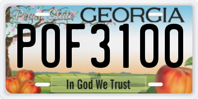 GA license plate POF3100
