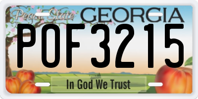 GA license plate POF3215