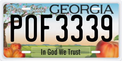 GA license plate POF3339