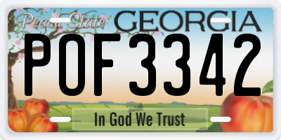 GA license plate POF3342