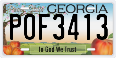 GA license plate POF3413