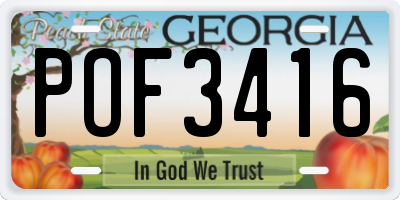 GA license plate POF3416