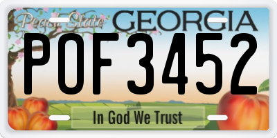 GA license plate POF3452