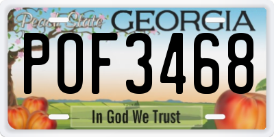 GA license plate POF3468