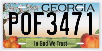 GA license plate POF3471