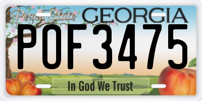 GA license plate POF3475