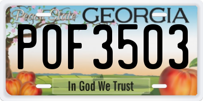 GA license plate POF3503