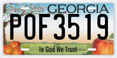 GA license plate POF3519