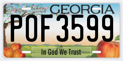 GA license plate POF3599
