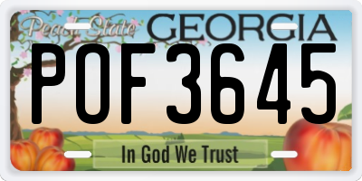 GA license plate POF3645