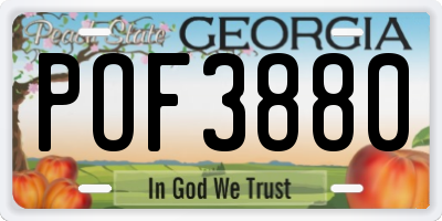 GA license plate POF3880
