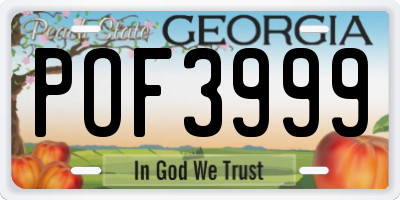 GA license plate POF3999