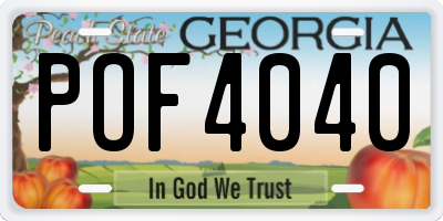 GA license plate POF4040
