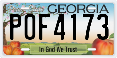 GA license plate POF4173