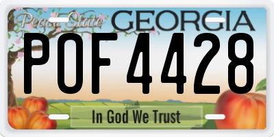 GA license plate POF4428