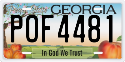 GA license plate POF4481