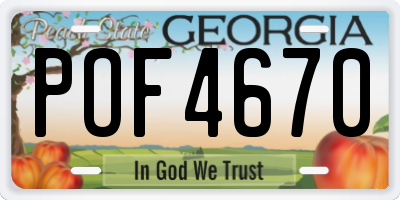 GA license plate POF4670