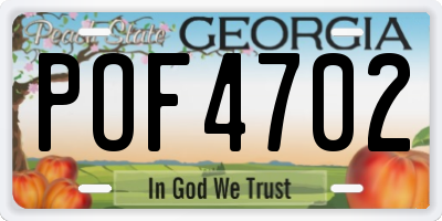 GA license plate POF4702