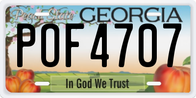 GA license plate POF4707