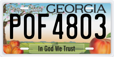 GA license plate POF4803