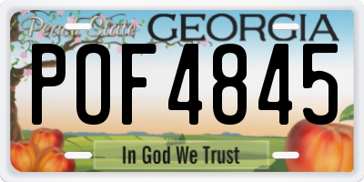 GA license plate POF4845