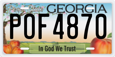 GA license plate POF4870