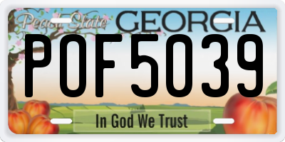 GA license plate POF5039