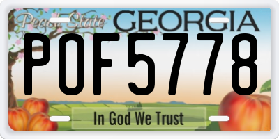 GA license plate POF5778