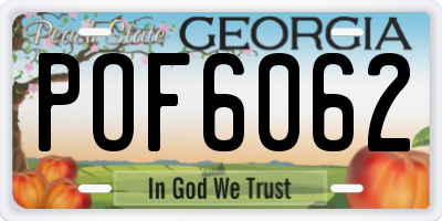 GA license plate POF6062