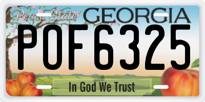 GA license plate POF6325