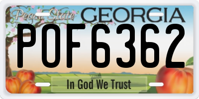 GA license plate POF6362
